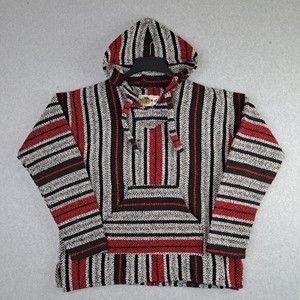 Earth Ragz Baja Hoodie Mens Small Surfer Sweater Pullover Drug Rug Stripes